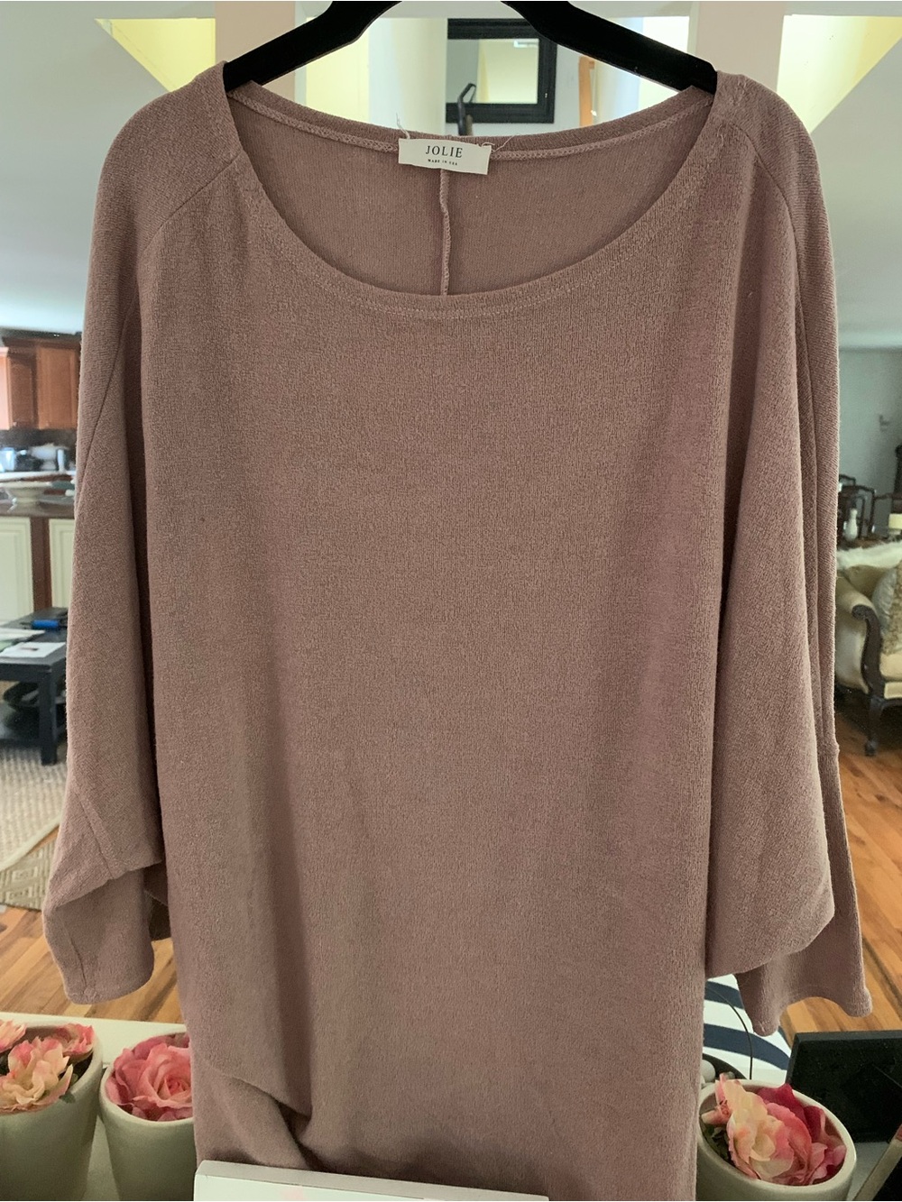 Jolie Made in USA Mauve Dolman Sleeve Soft Knit Top Batwing Cozy size s/m